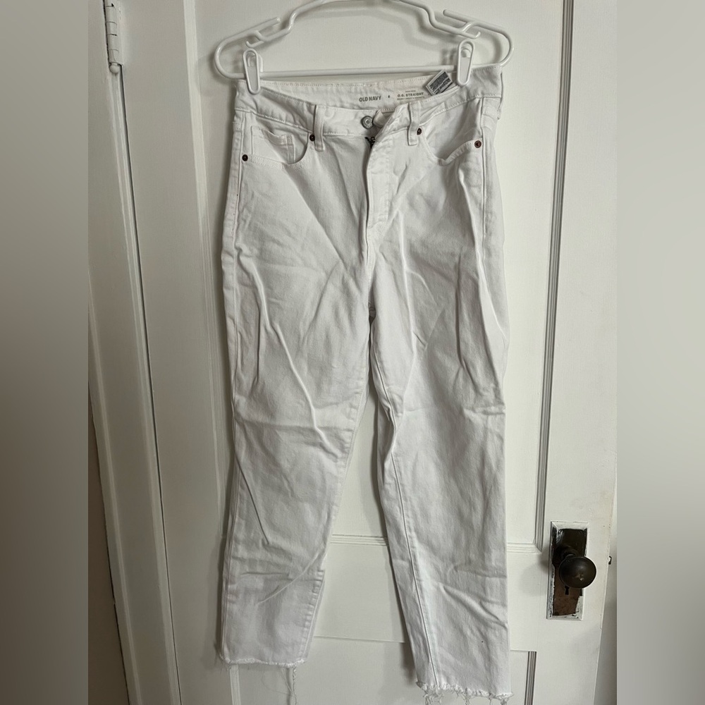 Old Navy Women's White Straight Leg Jeans